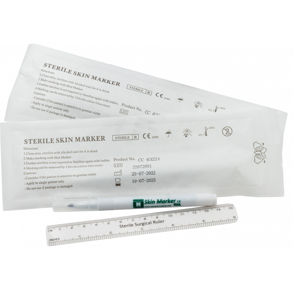 Richard-Allan Sterile Taper-Tip Skin Markers with Ruler, Labels