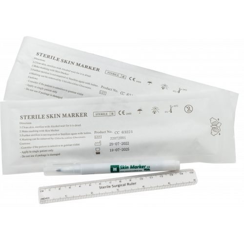Sterile skin marker, regular tip with ruler